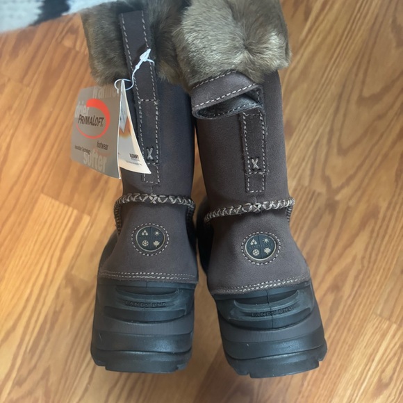 New In Box Lands' End Women's Brown Suede Faux Fur Winter Boots Sz 7.5 Primaloft - Picture 8 of 13